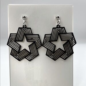 Geometric Star Black Earrings